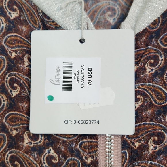 New Collection Brown/Burgundy/Navy Paisley Lightweight Bomber Jacket, OS ~ EUC - Picture 6 of 10